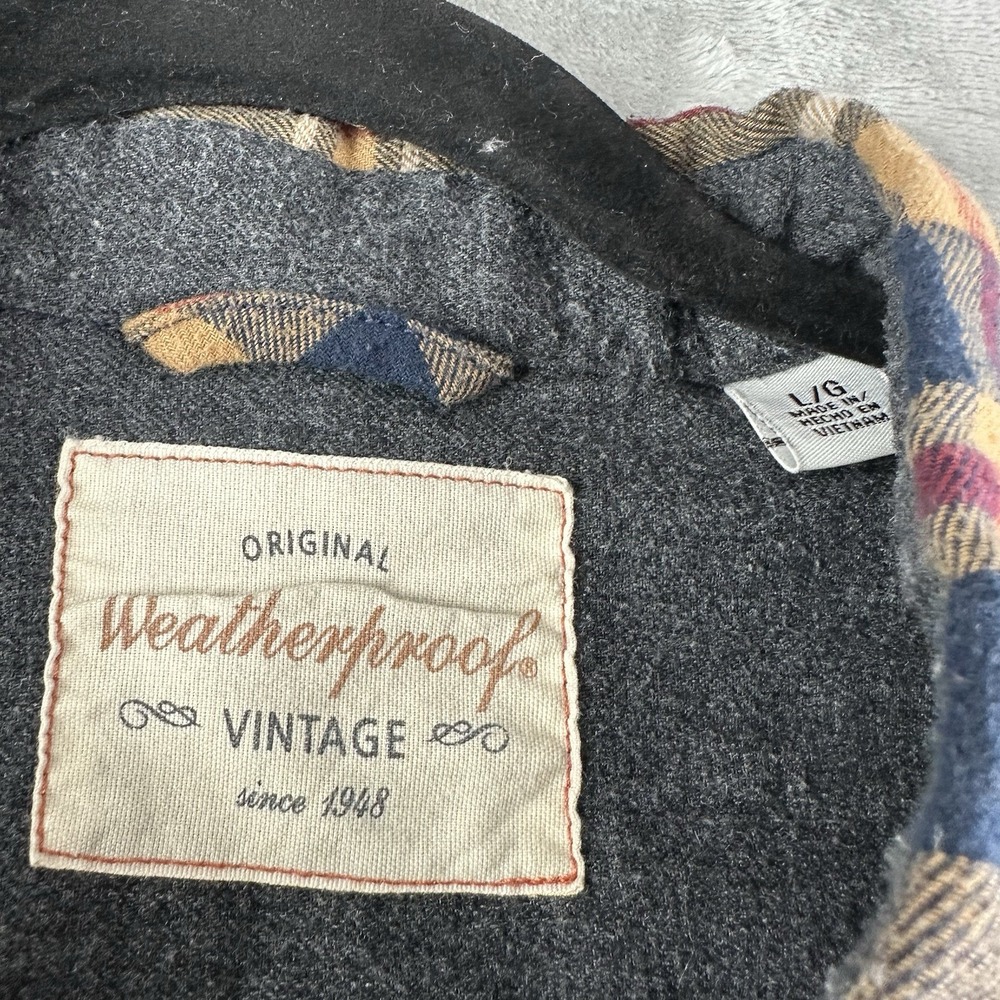Weatherproof Vintage Shirt Men's L Blue Tan Red Plaid Flannel Lumberjack Outdoor - Picture 2 of 8